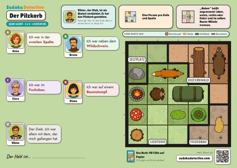 Der Pilzkorb · Sudoku für Kinder: Detektivfälle zum Spielen und Ausdrucken