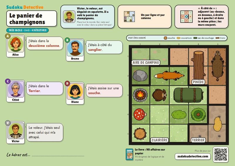 Le panier de champignons · Sudoku pour enfants : enquêtes de détective à jouer et à imprimer