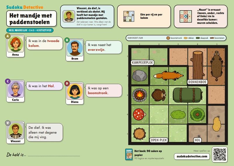 Het mandje met paddenstoelen · Sudoku voor kinderen: detectivezaken om te spelen en te printen