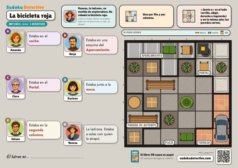 La bicicleta roja · Sudokus para niños: casos de detective para jugar e imprimir