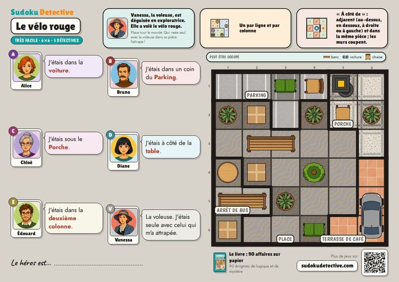 Le vélo rouge · Sudoku pour enfants : enquêtes de détective à jouer et à imprimer