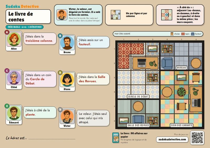 Le livre de contes · Sudoku pour enfants : enquêtes de détective à jouer et à imprimer