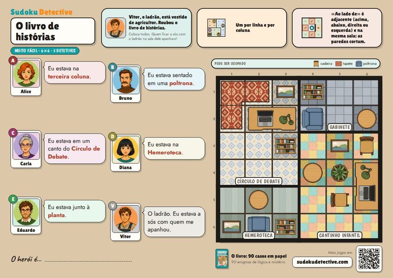 O livro de histórias · Sudoku para crianças: casos de detetive para jogar e imprimir