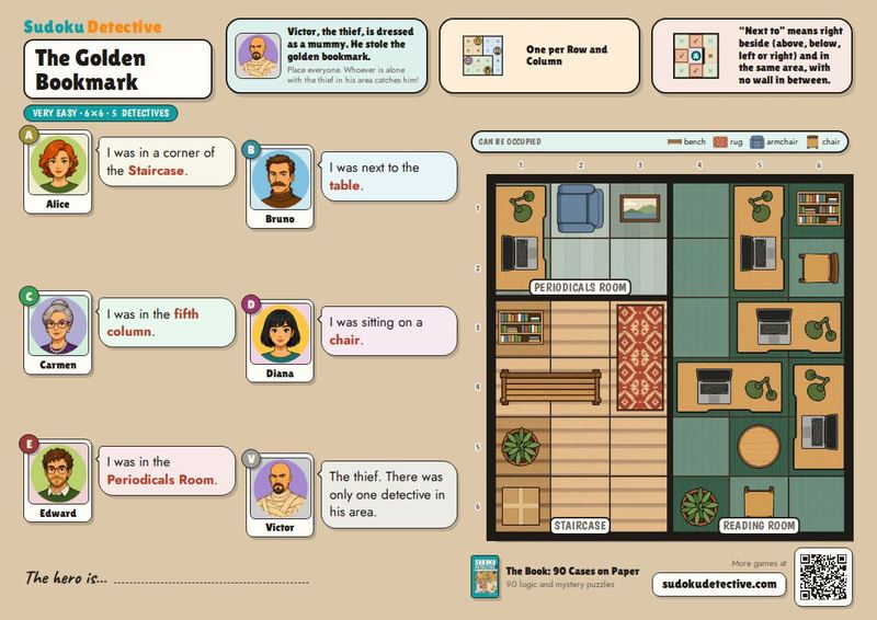 The Golden Bookmark · Sudoku for Kids: Detective Cases to Play and Print