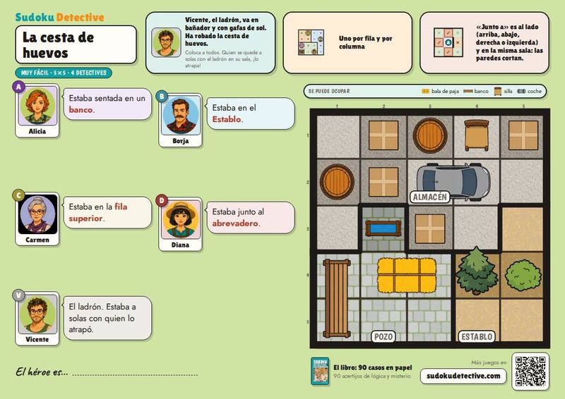 La cesta de huevos · Sudokus para niños: casos de detective para jugar e imprimir