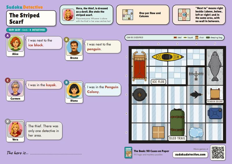The Striped Scarf · Sudoku for Kids: Detective Cases to Play and Print