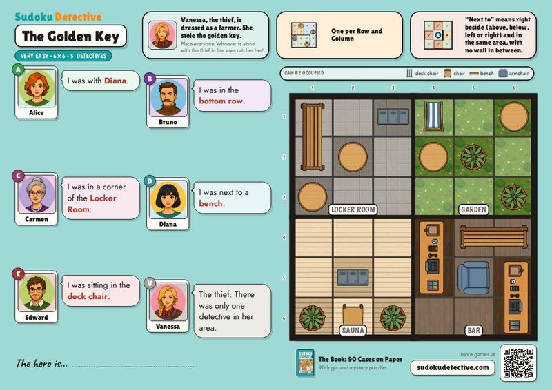 The Golden Key · Sudoku for Kids: Detective Cases to Play and Print