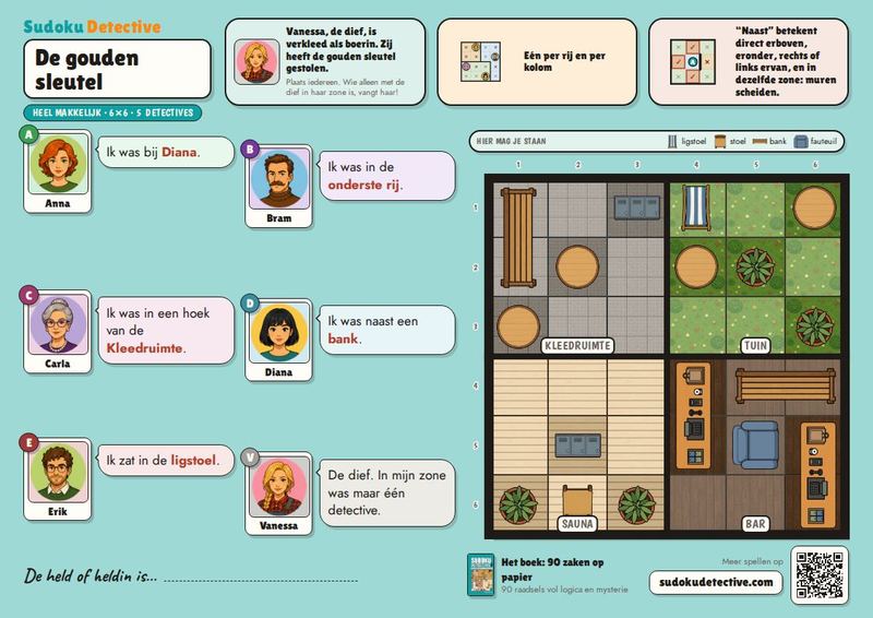 De gouden sleutel · Sudoku voor kinderen: detectivezaken om te spelen en te printen