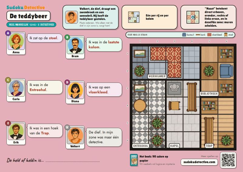 De teddybeer · Sudoku voor kinderen: detectivezaken om te spelen en te printen