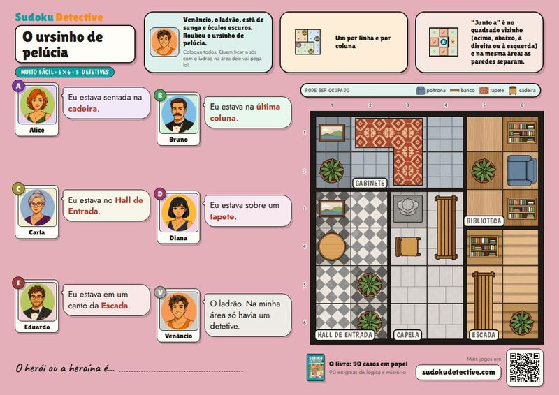 O ursinho de pelúcia · Sudoku para crianças: casos de detetive para jogar e imprimir