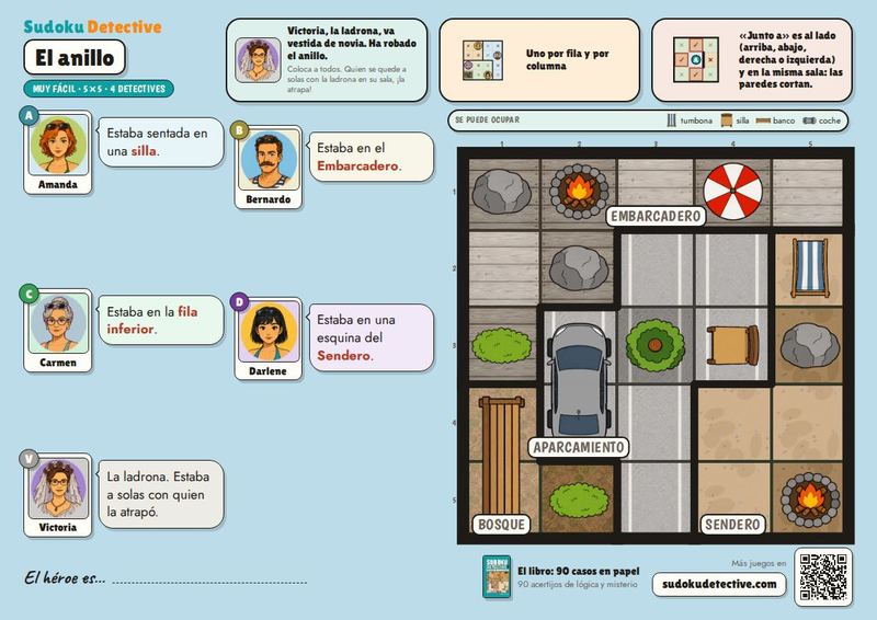 El anillo · Sudokus para niños: casos de detective para jugar e imprimir