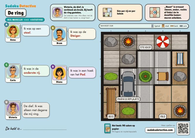De ring · Sudoku voor kinderen: detectivezaken om te spelen en te printen