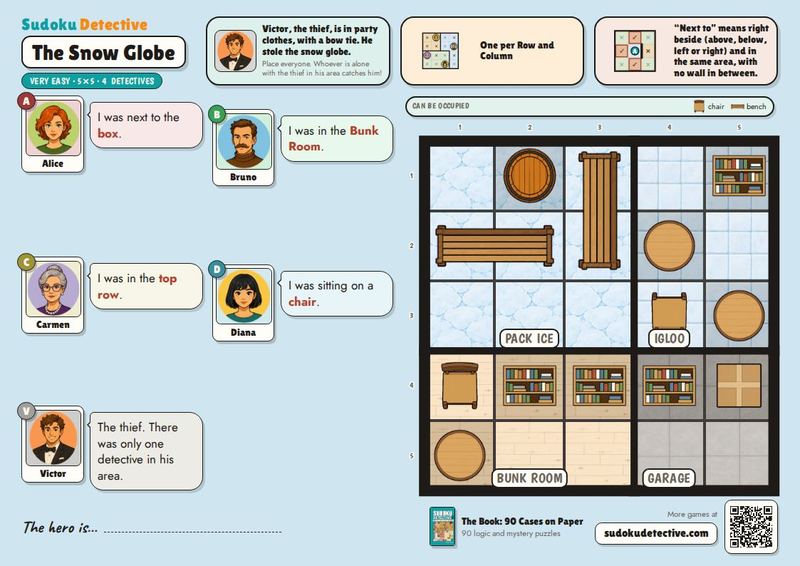The Snow Globe · Sudoku for Kids: Detective Cases to Play and Print