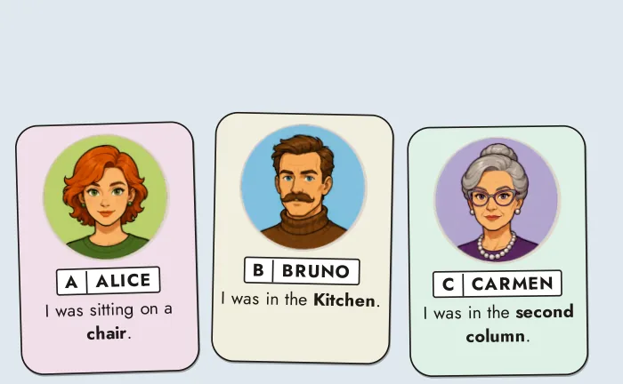 The cards for case 1