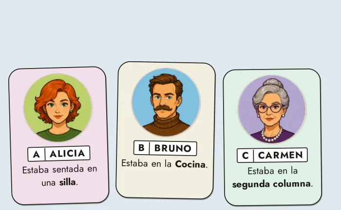 Las tarjetas del caso 1